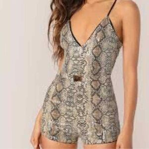 Snakeskin Sequin Romper - Size Small